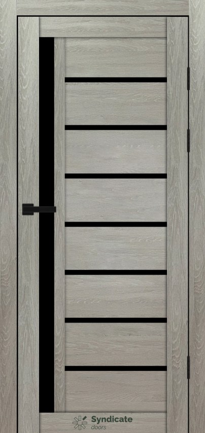 Двери Syndicat Doors PVC 101 Дуб ровера чёрное стекло